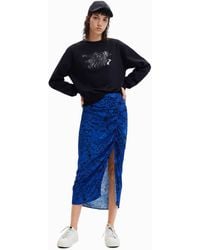Desigual - Slim Midi Slit Skirt, Viscose - Lyst