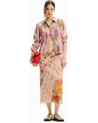 Desigual - Midi Skirt With Different Floral Prints. - Lyst