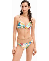 Desigual - Jungle Design Triangle Bikini Top - Lyst