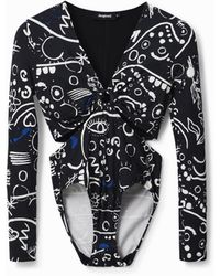 Desigual - Hand-Drawn Illustration Cut-Out Body, Viscose - Lyst