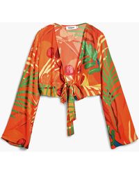 Desigual - Tropical Wrap Top, Viscose - Lyst