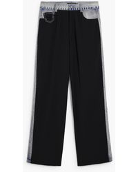 Desigual - Straight Bimaterial Trousers - Lyst