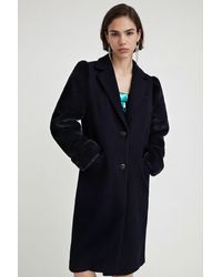 Desigual - Coat With Fur Effect Sleeves - Lyst