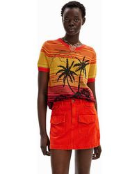 Desigual - Knit Palm Tree T-shirt - Lyst