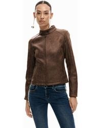 Desigual - Faux Leather Jacket, Polyester - Lyst