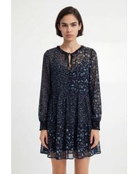 Desigual - Short Floral Chiffon Dress, Polyester - Lyst