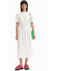 Desigual - Plain Combination Midi Dress, Cotton - Lyst