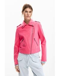 Desigual - Biker Jacket Leather Effect, Polyurethane - Lyst