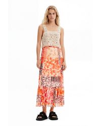 Desigual - Long 2-In-1 Patchwork Dress, Cotton - Lyst