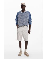 Desigual - Bermuda À Motifs Soleils, Homme, Coton, Blanc - Lyst