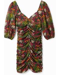 Desigual - Short Slim Dress With Ruching, Polyester - Lyst