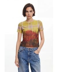 Desigual - Printed Tulle T-Shirt, Polyester - Lyst