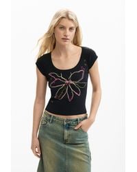 Desigual - Fitted Flower T-Shirt, Cotton - Lyst