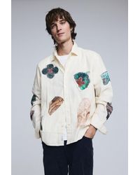 Desigual - Camicia Patchwork A Mosaico, Uomo, Cotone, Bianco - Lyst