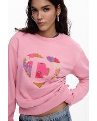 Desigual - Sweatshirt Logo Beads, Cotton - Lyst