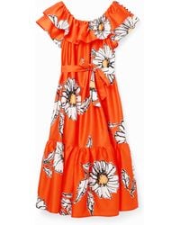Desigual - Daisy Ruffle Midi Dress, Cotton - Lyst