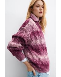Desigual - Chunky Knit Sweater With Zipper - Lyst