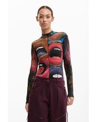 Desigual - Long-Sleeved T-Shirt With High Neck, Viscose - Lyst