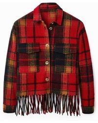 Desigual - Short Plaid Wool Jacket - Lyst