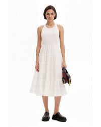 Desigual - M. Christian Lacroix Plunging Midi Dress, Cotton - Lyst