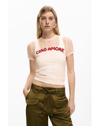 Desigual - Short-Sleeved T-Shirt With Message - Lyst