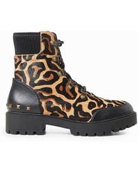 Desigual - Animal Print Leather Boots - Lyst