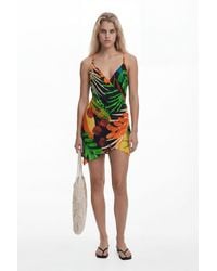 Desigual - Tropical Short Dress, Viscose - Lyst