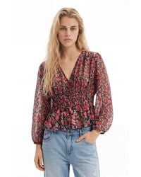 Desigual - Floral Plumetis Blouse, Polyester - Lyst