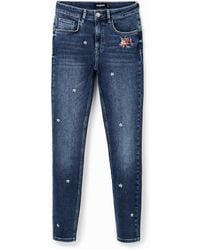 Desigual - Flower Skinny Push-Up Jeans, Cotton - Lyst