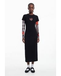 Desigual - Ribbed Midi Dress Cherries, Cotton - Lyst