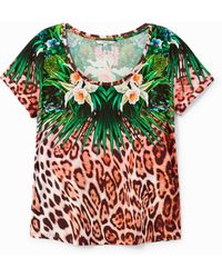 Desigual - Multicolour Animal Print T-shirt - Lyst