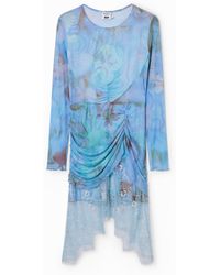 Desigual - Collina Strada Long-Sleeved Short Mesh Dress, Polyester - Lyst