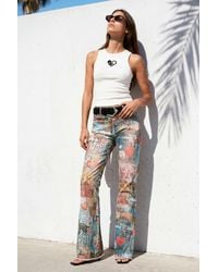 Desigual - Printed Flare Jeans, Cotton - Lyst