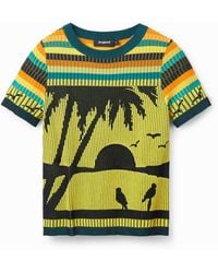 Desigual - T-Shirt Paysage Maille - Lyst