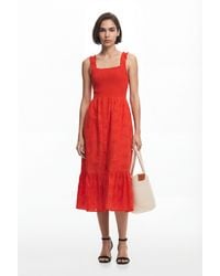 Desigual - Embroidered Midi Dress, Cotton - Lyst