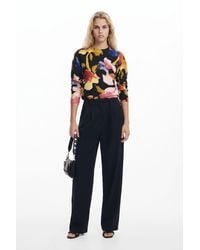 Desigual - Pullover Mit Blumen Arty, Schwarz - Lyst