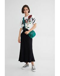 Desigual - Textured Motif Midi Skirt, Viscose - Lyst