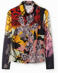 Desigual - Long-Sleeved Shirt With And Flowers. Polyester - Lyst