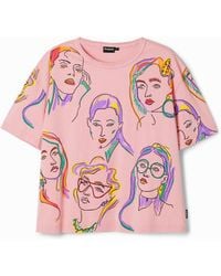 Desigual - Arty Faces T-Shirt, Cotton - Lyst