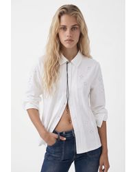 Desigual - Fitted Shirt With Embroidery - Lyst