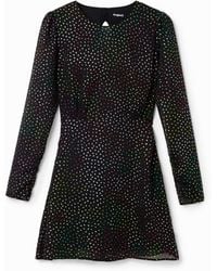 Desigual - Short Glossy Cut-Out Dress, Polyester - Lyst