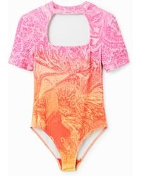 Desigual - M. Christian Lacroix Ribbed Cut-Out Bodysuit, Viscose - Lyst