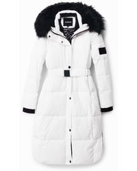 Desigual - Long Padded Coat With Belt, Polyester - Lyst