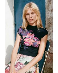Desigual - Printed High Neck Blouse, Polyester - Lyst