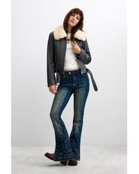 Desigual - Faux Leather Jacket With Fur Collar, Polyurethane - Lyst