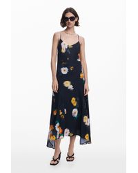 Desigual - Trägerkleid Aus Chiffon Mit Blumenmuster - Lyst