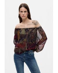 Desigual - Printed Long-Sleeve Blouse, Polyester - Lyst