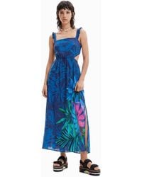 Desigual - Tropical Ruffle Midi Dress, Viscose - Lyst