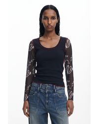 Desigual - Lettering Sleeve T-Shirt - Lyst