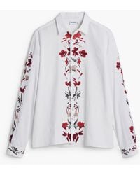 Desigual - Long Sleeve Shirt With Embroidered Flowers, Cotton - Lyst
